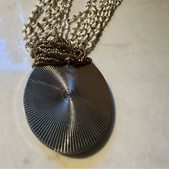 Chico's Gold-Tone Faux Turquoise Pendant Bead Necklace - Picture 8 of 10